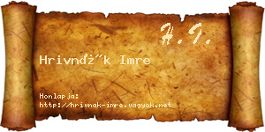 Hrivnák Imre névjegykártya